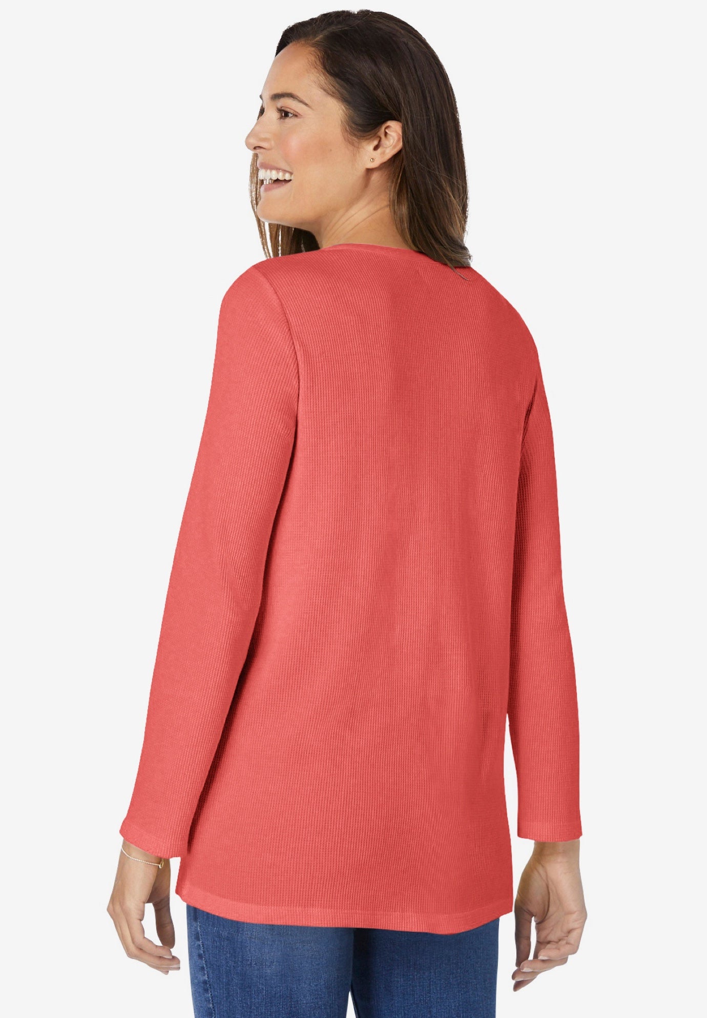 Embroidered Thermal Henley Tee image number 2