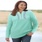 Embroidered Thermal Henley Tee image number null