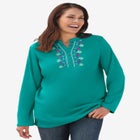 Embroidered Thermal Henley Tee image number null