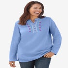 Embroidered Thermal Henley Tee image number null