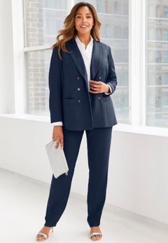 Double-Breasted Stretch Crepe Pantsuit