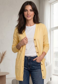 Long Button Front Cardigan