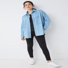Oversized Button-Front Denim Shirt image number null