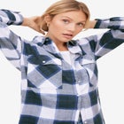 Plaid Button-Front Flannel Tunic image number null