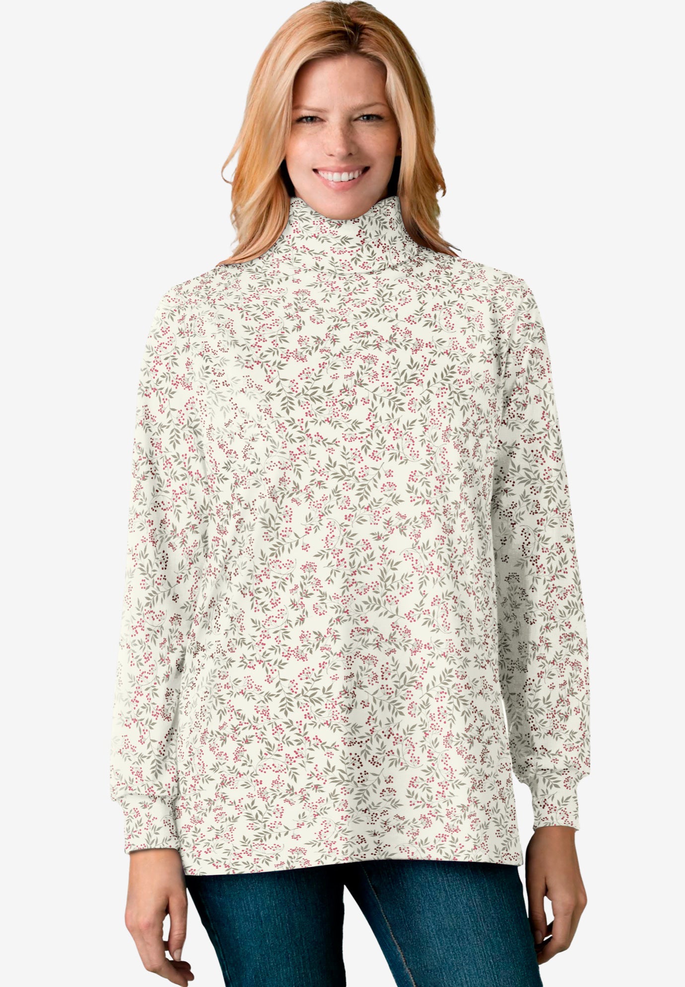 Perfect Printed Long-Sleeve Turtleneck Tee image number 2