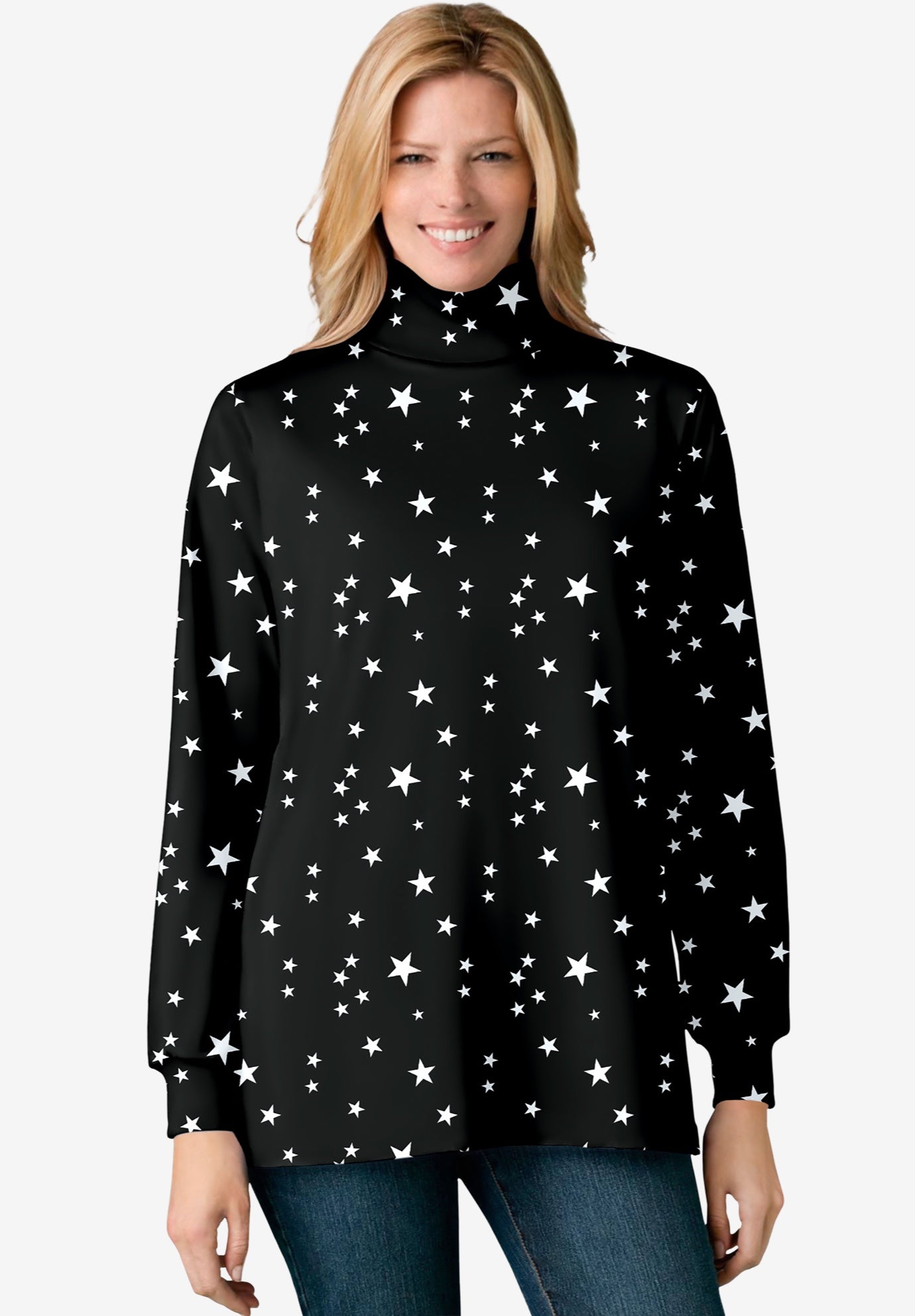 Perfect Printed Long-Sleeve Turtleneck Tee image number 0