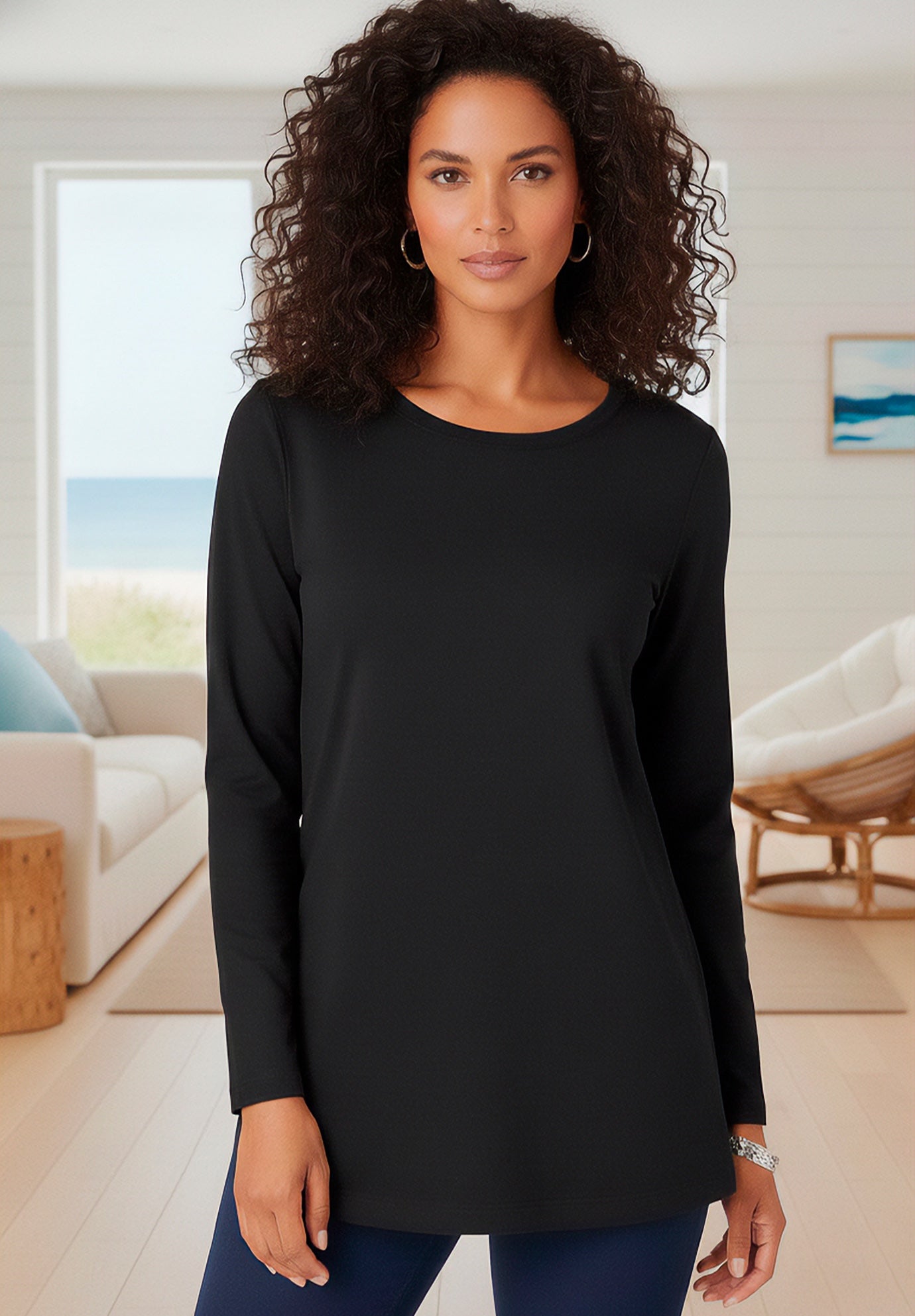 Plus Size Ultimate Cotton Crewneck Long Sleeve Tee image number 0