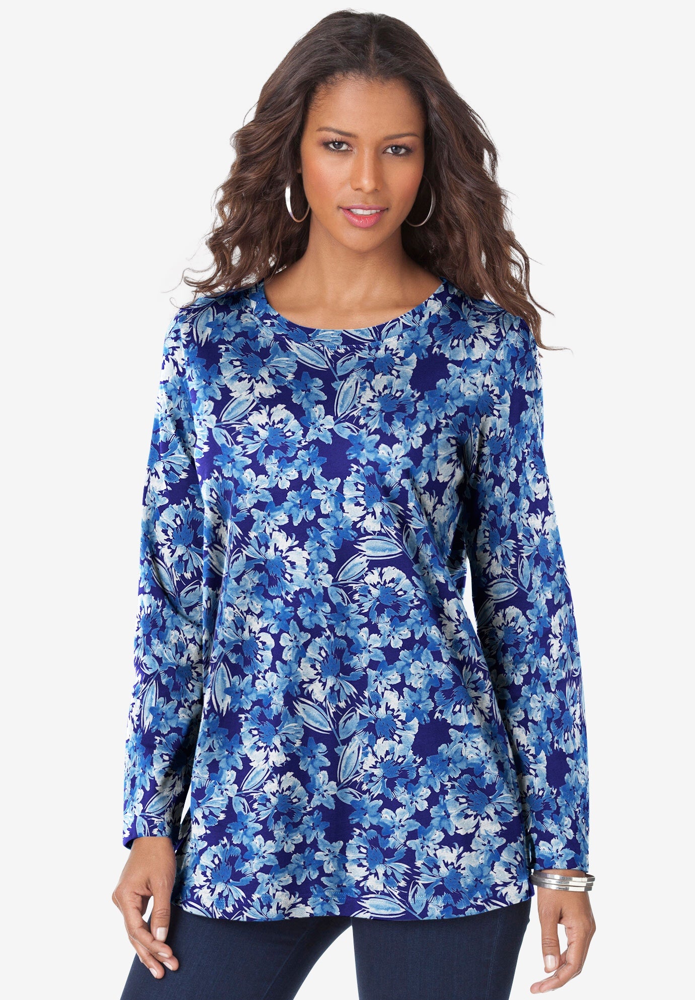 Plus Size Ultimate Cotton Crewneck Long Sleeve Tee image number 1