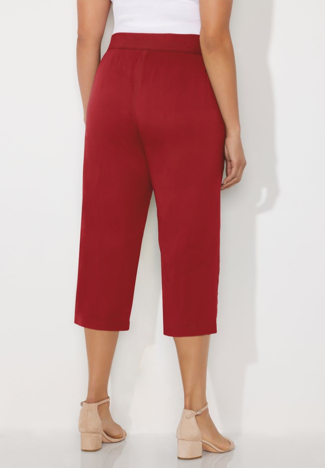Stretch Knit Waist Cargo Capri image number 1