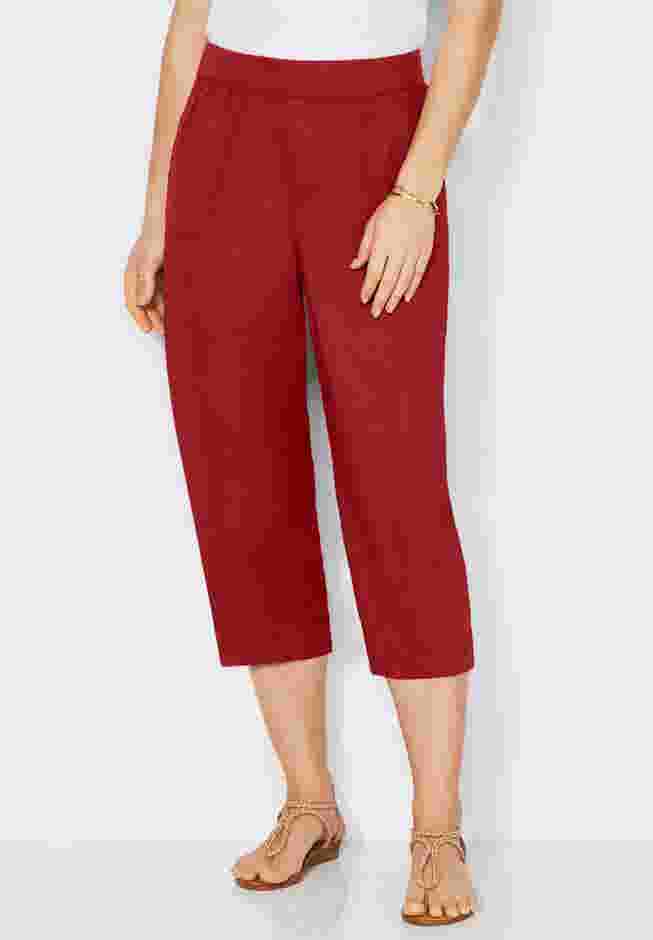 Stretch Knit Waist Cargo Capri image number 0