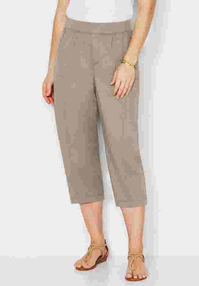 Stretch Knit Waist Cargo Capri image number 0