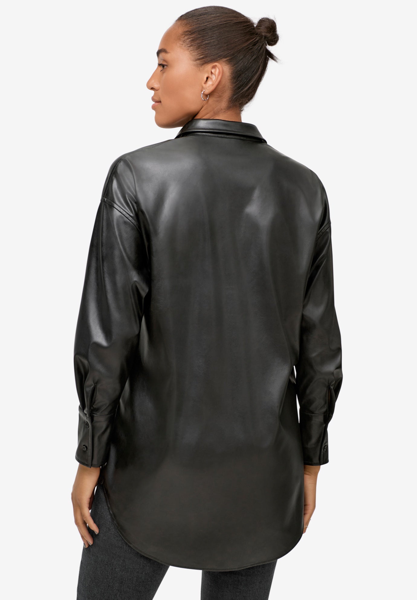 Faux Leather Button Front Tunic image number 1