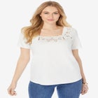 Stretch Cotton Eyelet Cutout Tee image number null