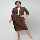 2-Piece Stretch Crepe Single-Breasted Skirt Suit image number null