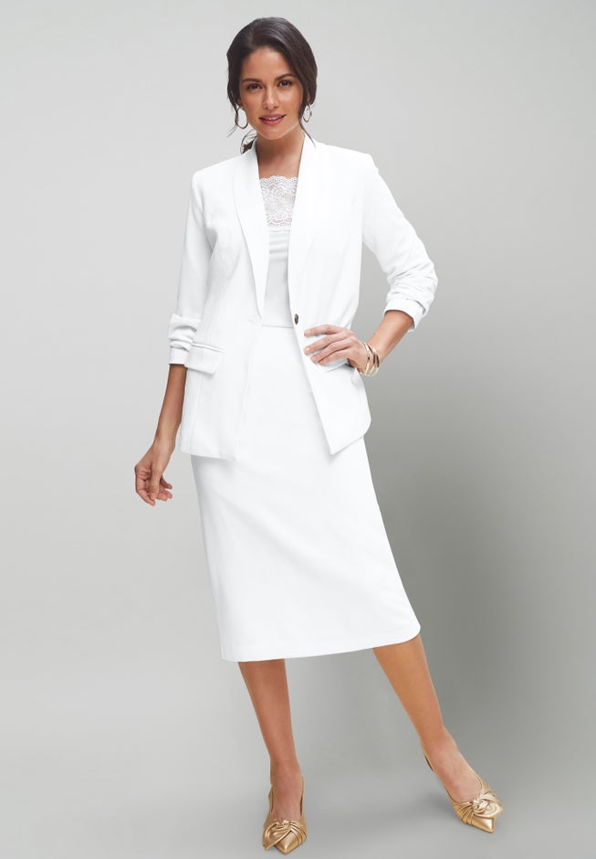 2-Piece Stretch Crepe Single-Breasted Skirt Suit image number 0