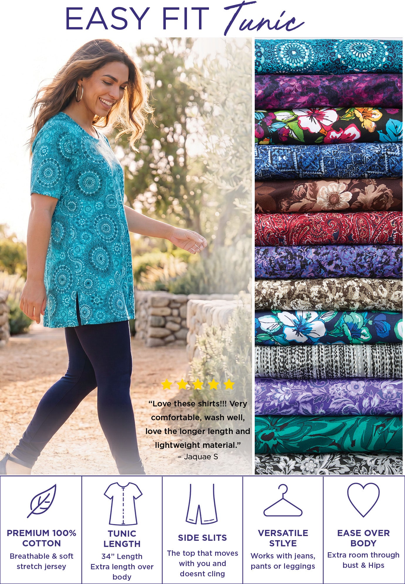 Easy Fit Short Sleeve Scoopneck Tunic image number 2