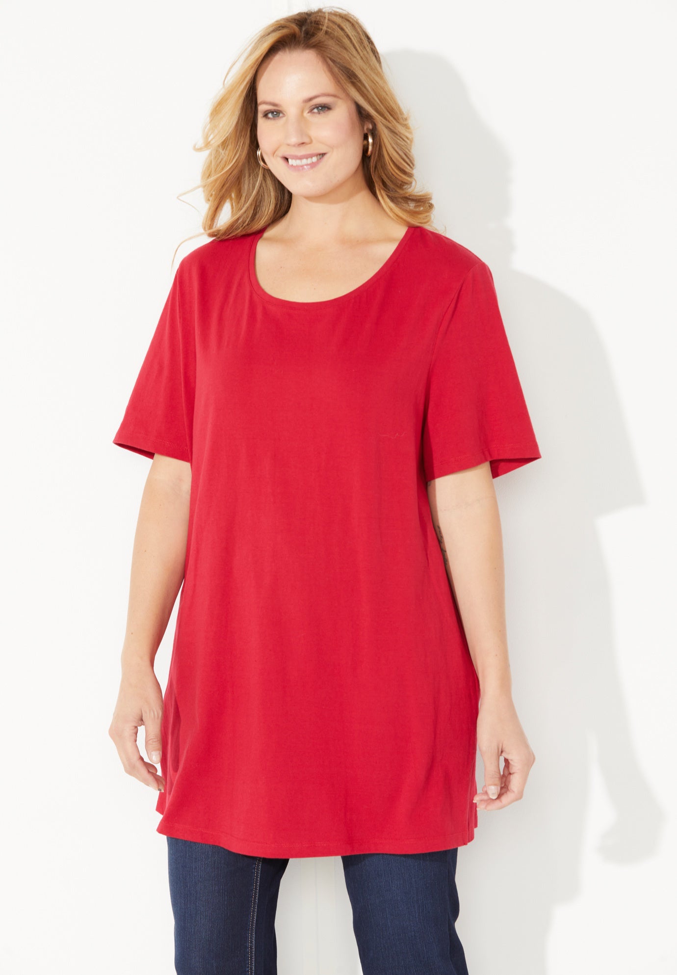 Easy Fit Short Sleeve Scoopneck Tunic image number 0