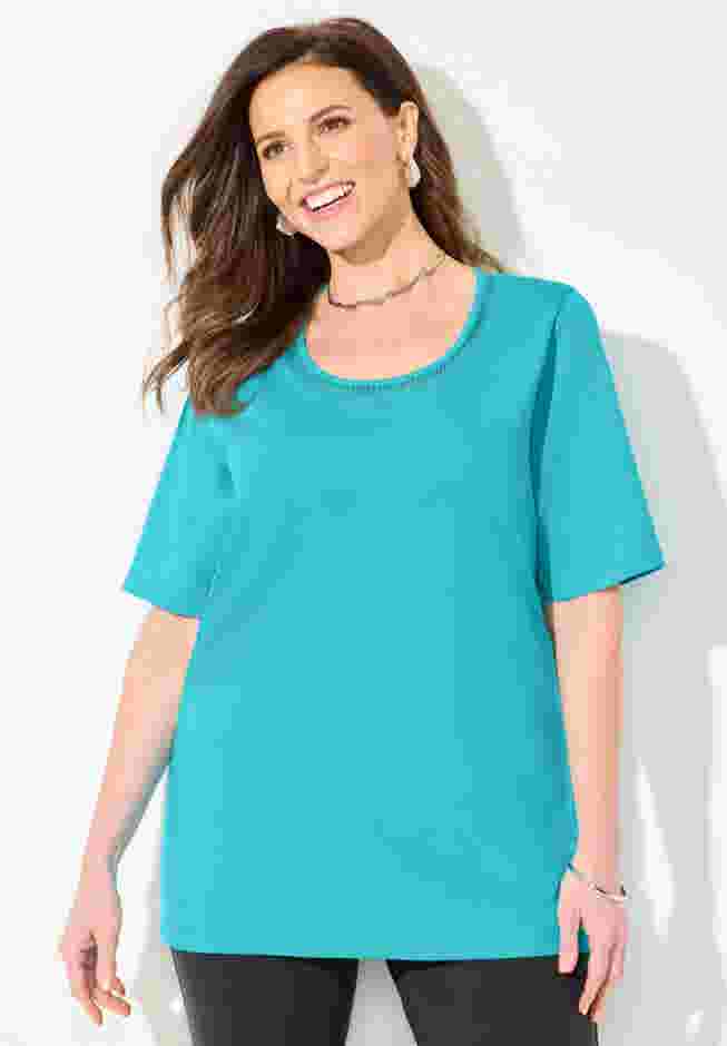 Suprema® Embroidered Scoopneck Tee image number 0