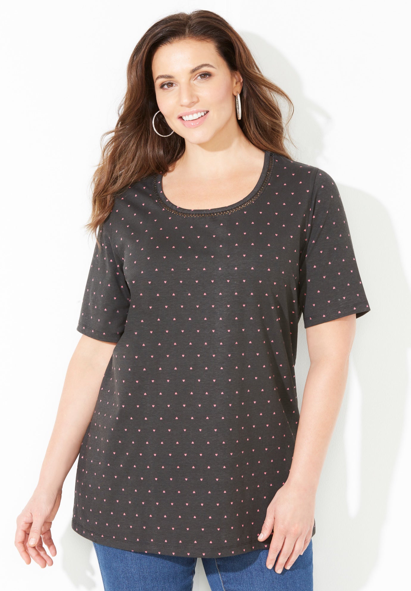 Suprema&reg; Embroidered Scoopneck Tee image number 0