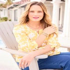 Georgette Buttonfront Tie Sleeve Cafe Blouse image number null