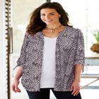 Georgette Buttonfront Tie Sleeve Cafe Blouse image number null