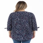 Georgette Buttonfront Tie Sleeve Cafe Blouse image number 1