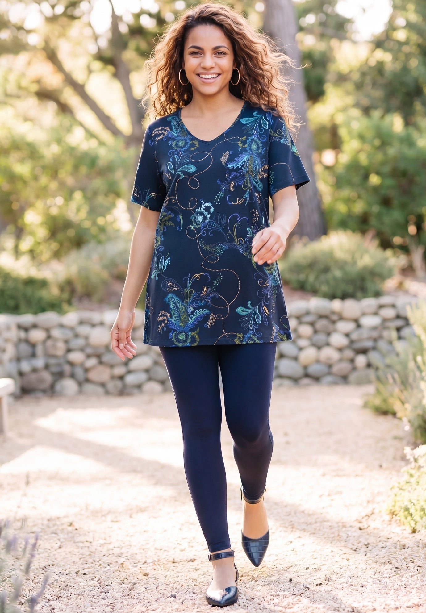 Easy Fit Short Sleeve V-Neck Tunic image number 1