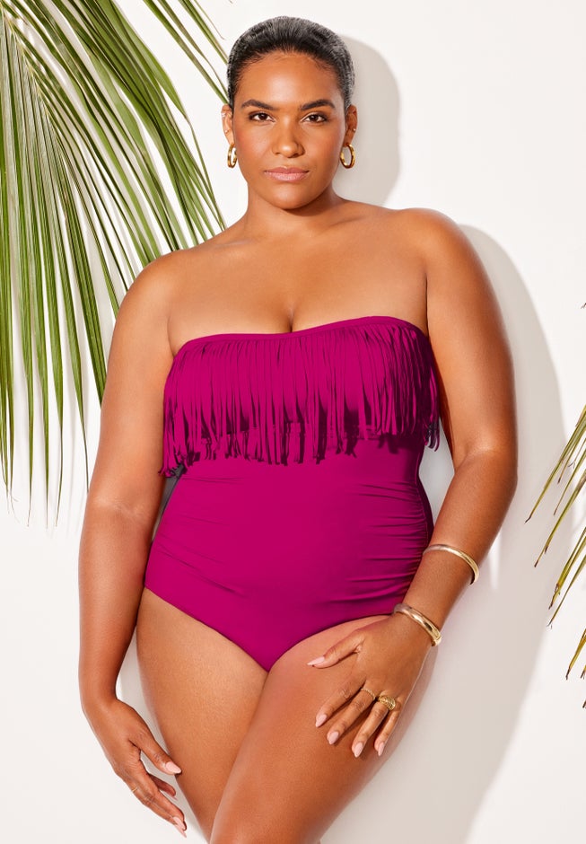 Fringe Bandeau One Piece Swimsuit image number 3