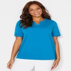 Suprema&reg; Embroidered Notch-Neck Tee image number null