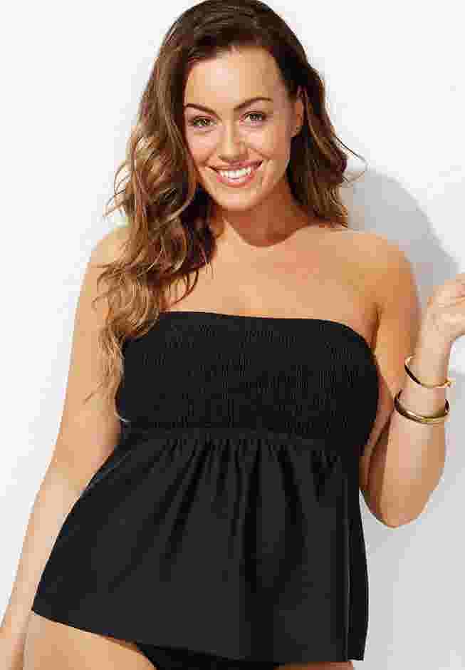 Smocked Bandeau Tankini Top image number 0