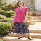 V-Neck Scallop Trim Longline Knit Tunic Top image number 0