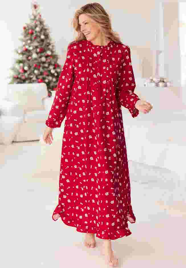 Long Flannel Nightgown  image number 0