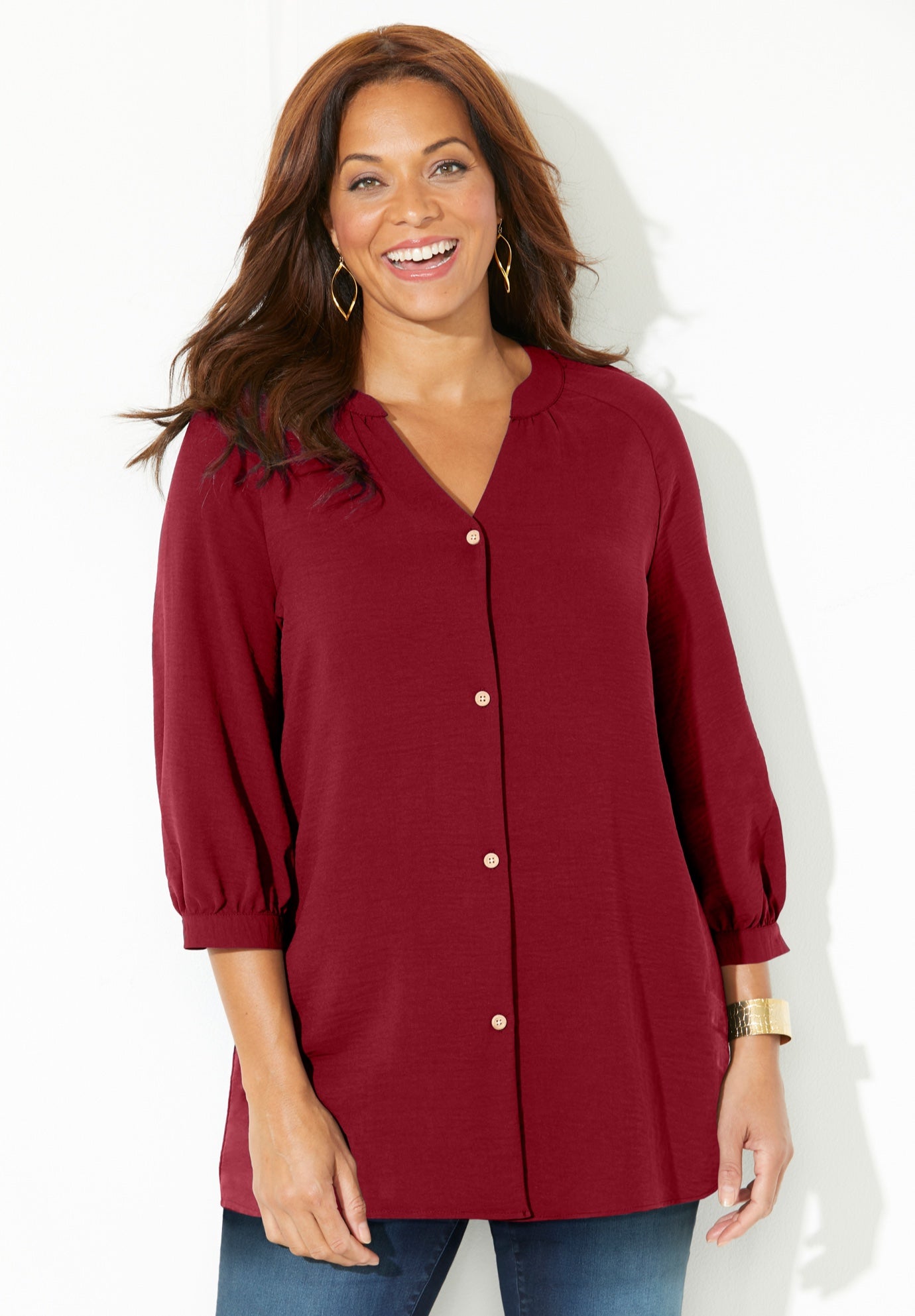 Light and Airy Y-Neck Blouse image number 0