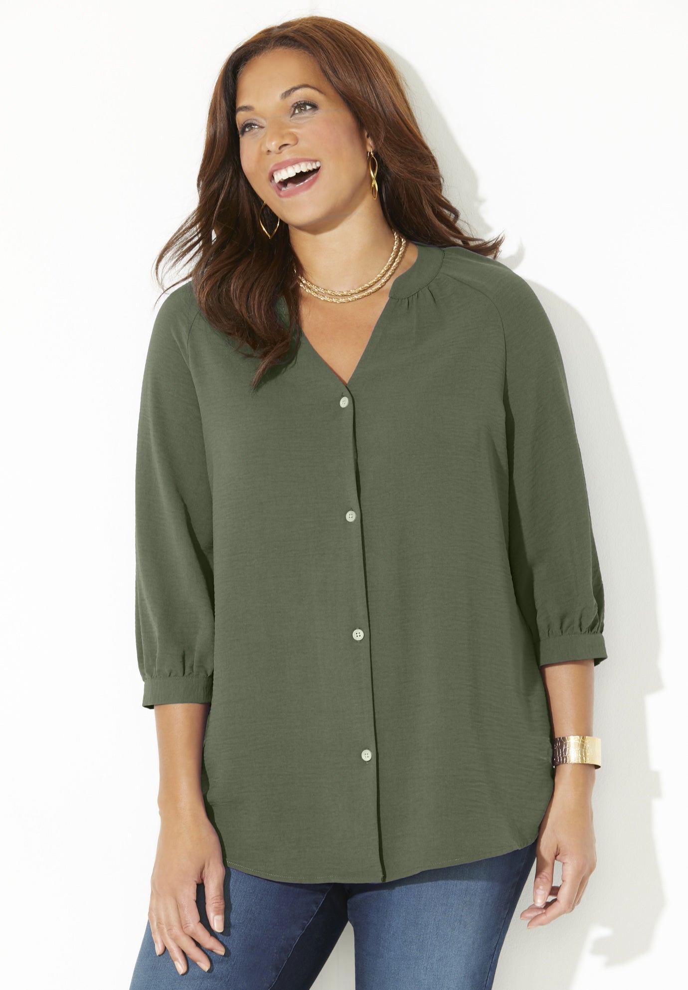 Light and Airy Y-Neck Blouse image number 0