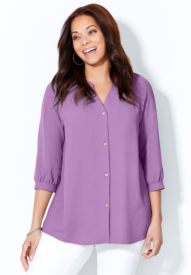 Light and Airy Y-Neck Blouse image number 3