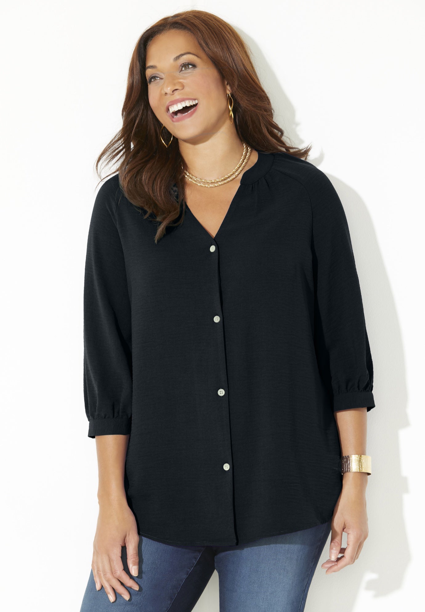 Light and Airy Y-Neck Blouse image number 0