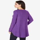 Plus Size Knit Thermal Lace Trim Tunic – Long Sleeve image number null