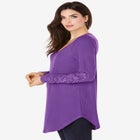 Plus Size Knit Thermal Lace Trim Tunic – Long Sleeve image number null