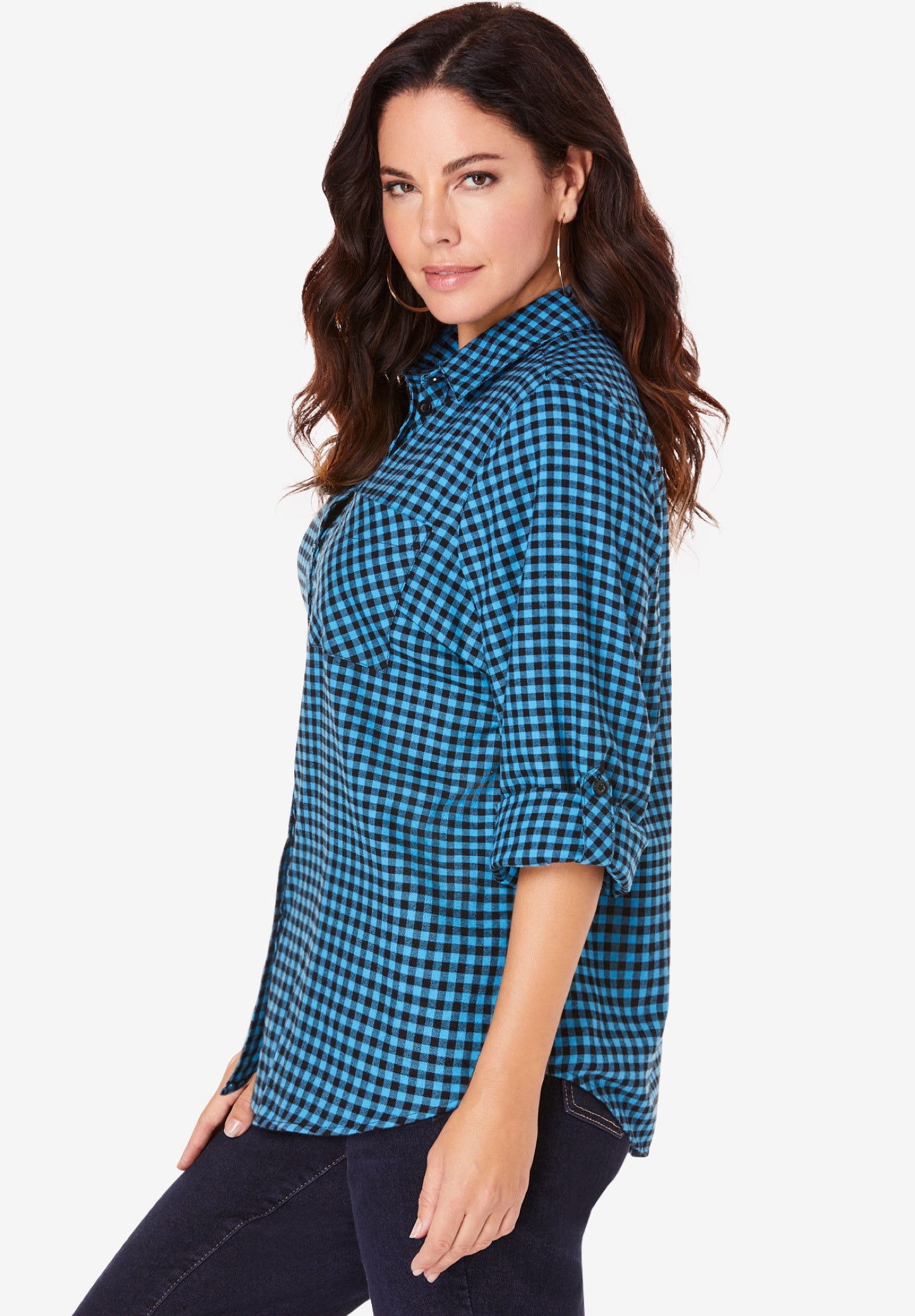 Classic Plaid Button-Front Shirt image number 2