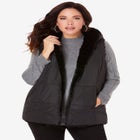 Plus Size 2-in-1 Puffer and Faux Fur Vest image number null