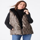 Plus Size 2-in-1 Puffer and Faux Fur Vest image number null