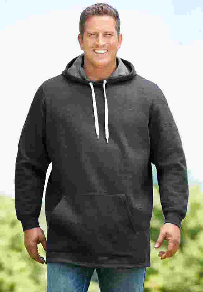 Fleece longer-length pullover hoodie image number 4