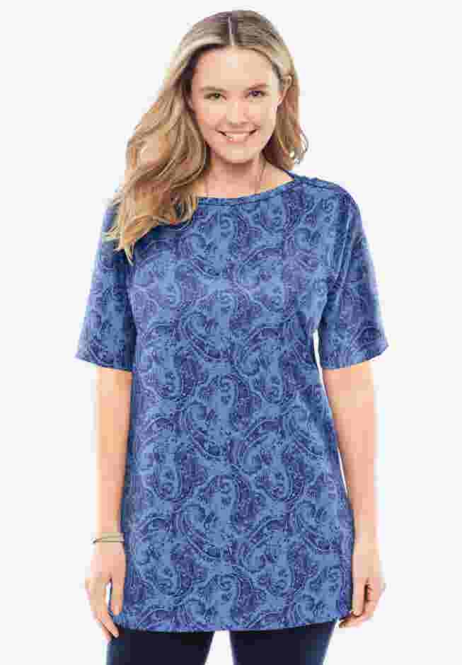 Perfect Printed Short-Sleeve Boatneck Tunic image number 0