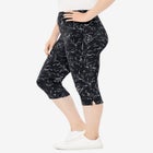 Stretch-Cotton Knit Pull-On Printed Capri Leggings image number null