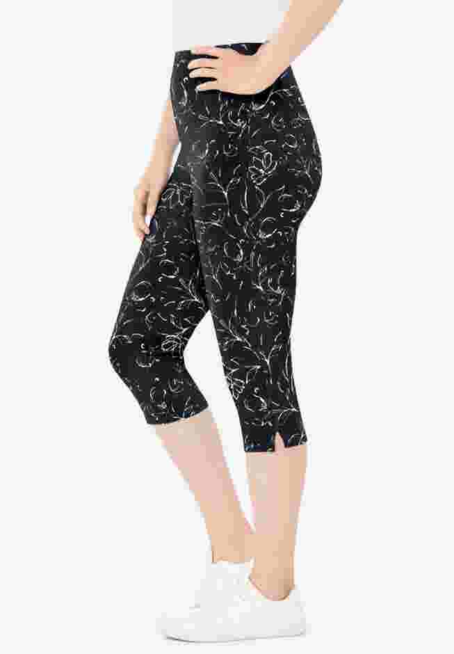 Stretch-Cotton Knit Pull-On Printed Capri Leggings image number 2