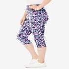 Stretch-Cotton Knit Pull-On Printed Capri Leggings image number 1