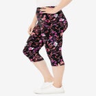 Stretch-Cotton Knit Pull-On Printed Capri Leggings image number null
