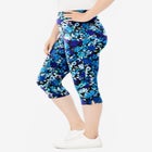 Stretch-Cotton Knit Pull-On Printed Capri Leggings image number null