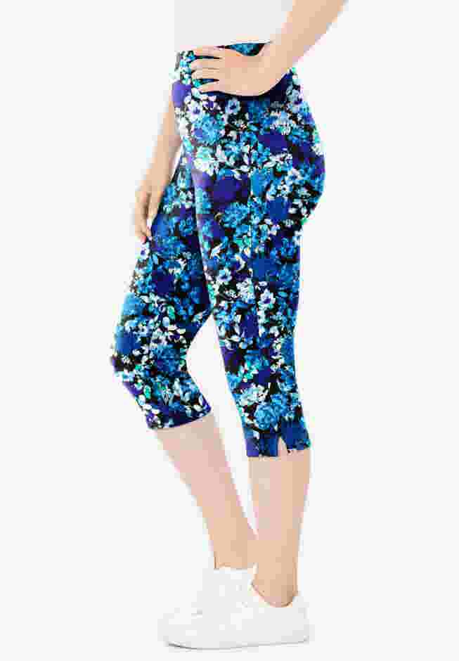 Stretch-Cotton Knit Pull-On Printed Capri Leggings image number 2