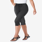 Stretch-Cotton Knit Pull-On Printed Capri Leggings image number null